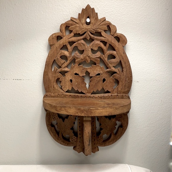 Vintage Accents Vintage Hand Carved Wood Wall Shelf Sconce Poshmark